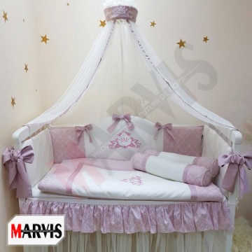 Set Completo Lenjerie Pat Bebe / Copii 9 Piese Rin Roz